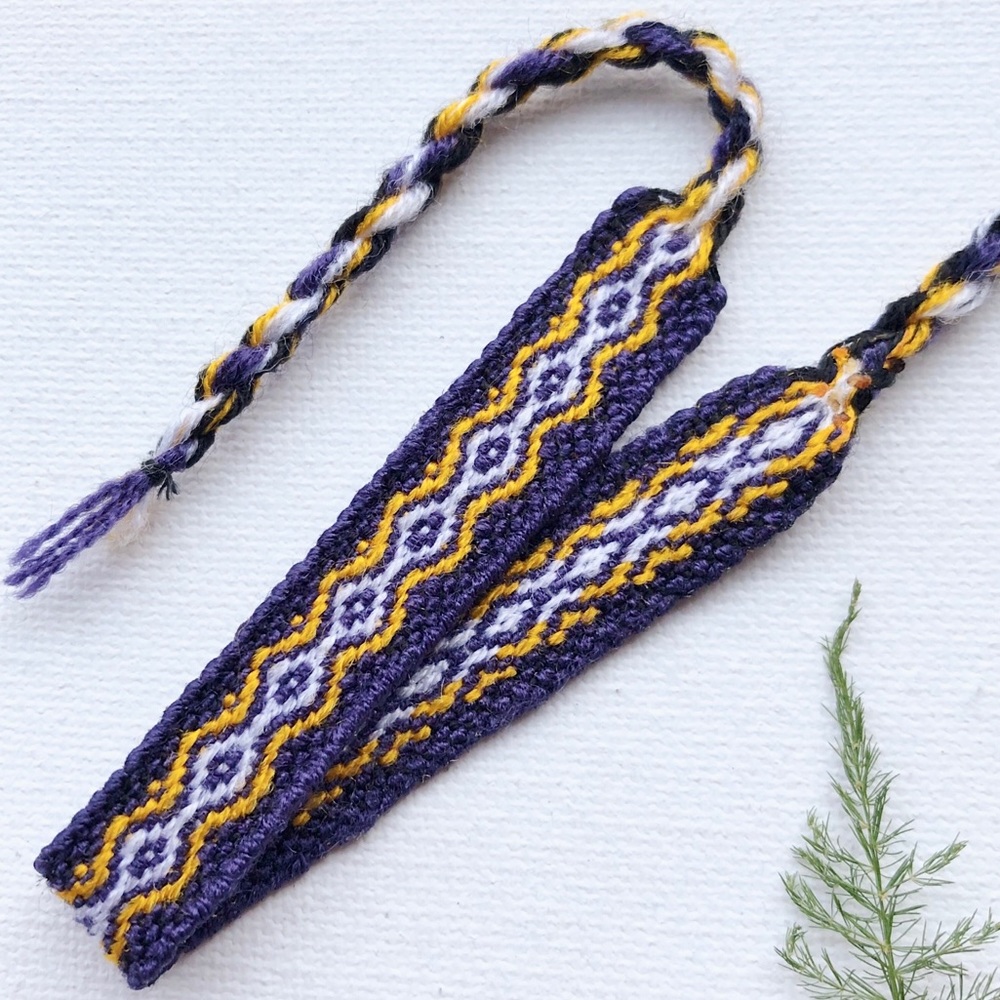 Boho Dark Purple & Gold Woven Bracelet